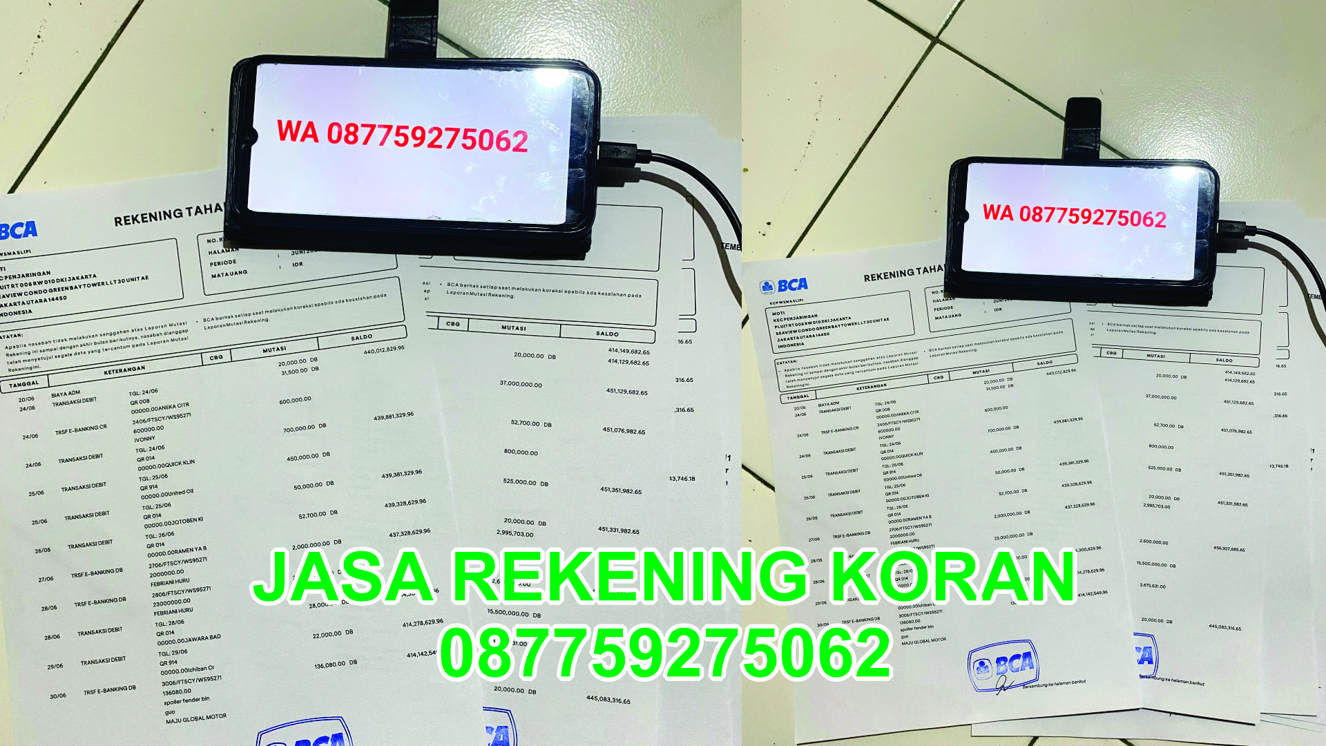 Jasa Pembuatan Rekening Koran BCA